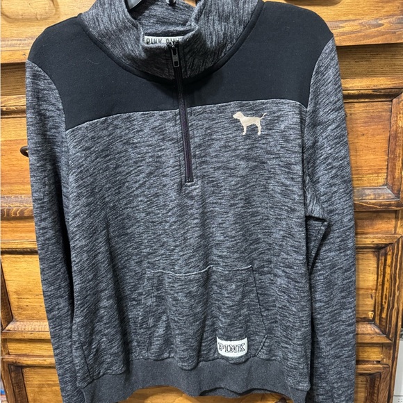 PINK Victoria's Secret Jackets & Blazers - PINK Victoria's Secret Charcoal Zip-Up Sweater
